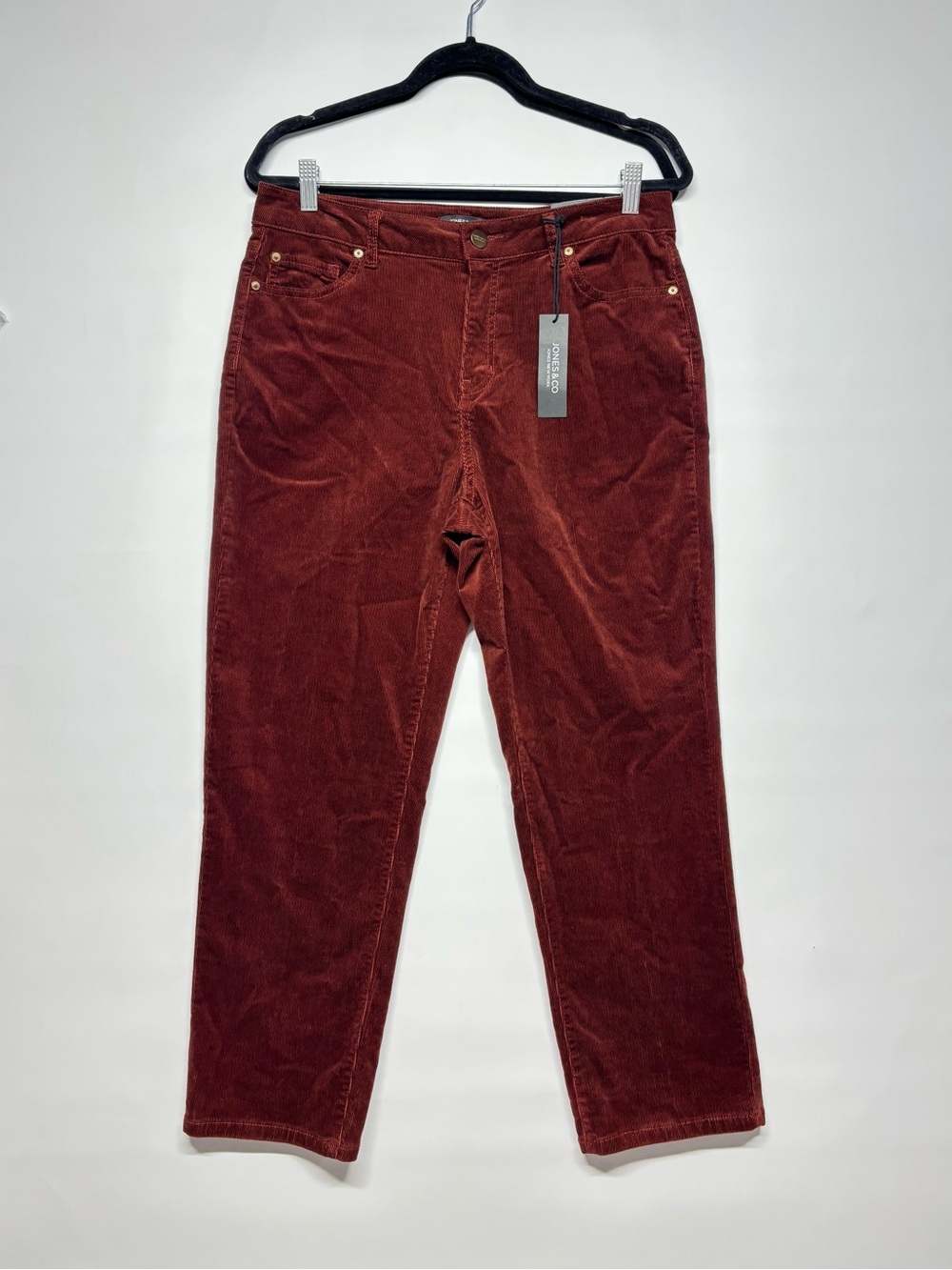 ✨Jones & Co Jones New York Burgundy Corduroy Pants Straight-Leg Crop Size 10 - Picture 3 of 16